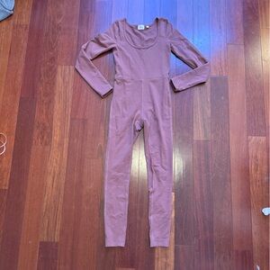Aritzia Dusty Mauve Long-Sleeve Slim Jumpsuit